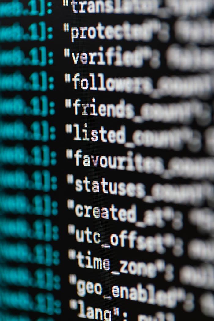 services-01 Extreme close-up of computer code displaying various programming terms and elements.